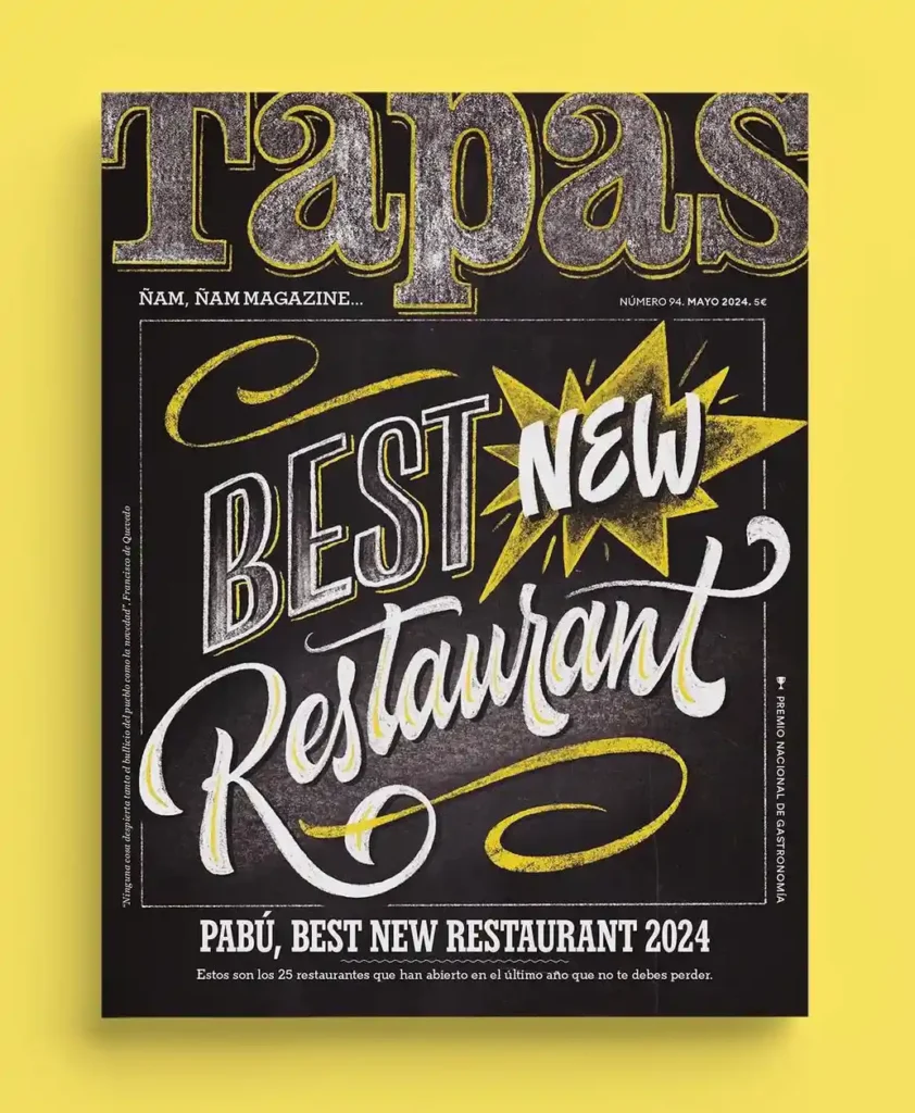 La imagen muestra el reconocimiento de la revista tapas Magazine como mejor restaurante